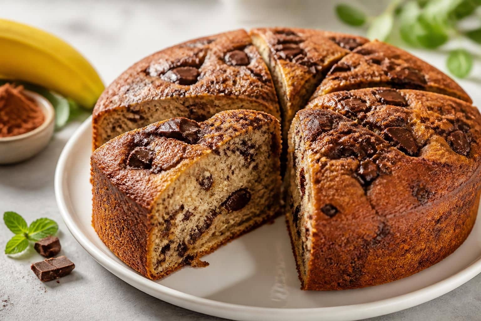 découvrez notre recette de gâteau banane chocolat healthy, moelleux et sans sucre ajouté, parfait pour une gourmandise saine et naturelle.