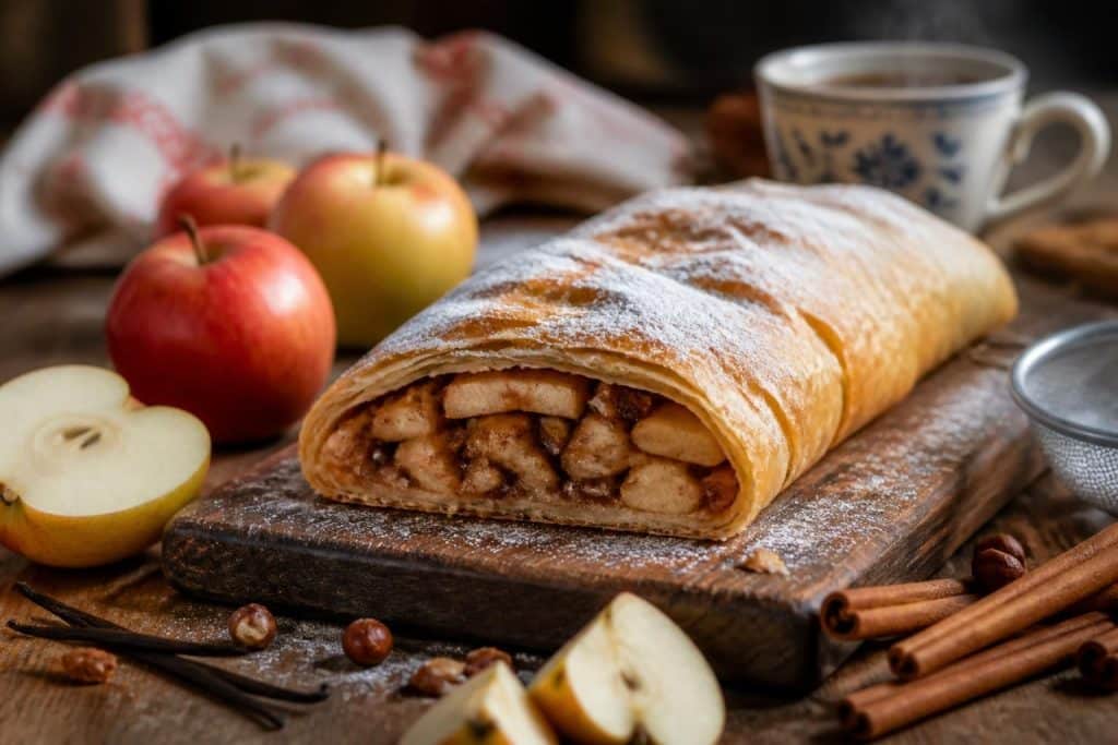 découvrez la recette traditionnelle autrichienne de l'apfelstrudel, une délicieuse pâtisserie aux pommes parfumées aux épices, idéale pour régaler vos papilles.
