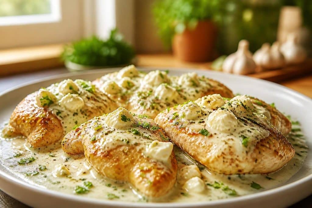 découvrez une recette facile et savoureuse de poulet au boursin ail et fines herbes, parfaite pour un repas rapide et gourmand.